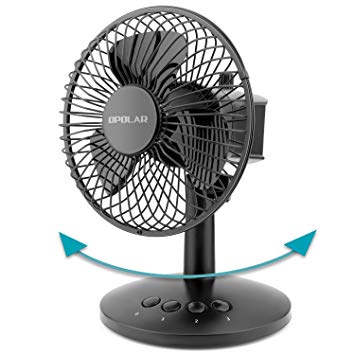 OPOLAR Desk Portable Oscillating Mini Fan, Personal USB Fan, AA Battery (not Included) Operated or USB Powered, 3 Speeds, Adjustable Head, Enhanced Airflow and Low Noise, Quiet Table Fan for Home