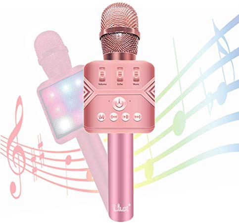 Microphone for Kids - I.LUX Wireless Karaoke Mic - Multi-Color LED Lights - Handheld Home Party Karaoke Speaker Machine for Android/iPhone/iPad/PC or All Smartphone
