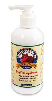Grizzly Salmon Oil All-Natural Dog Food Supplement in Pump-Bottle Dispenser 8oz