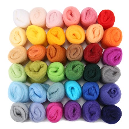 Jeteven 36 Colors Spinning Sewing Trimming Merino Wool Fibre Roving For Needle Felting