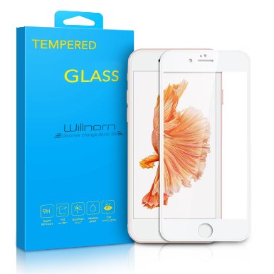 [Pre-Order] iPhone 6s Screen Protector, Willnorn [Norn One] Full Screen Coverage Premium Tempered Glass Screen Protector for iPhone 6s 6 - 4.7 Inch [White Frame]
