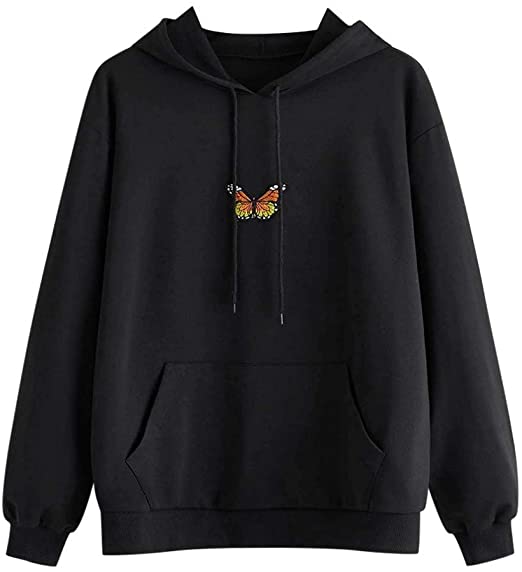 Hemlock Teen Girls Hoodie Butterfly Print Sweatshirts Tie Dye Hooded Pullover Juniors Long Sleeve Tops School