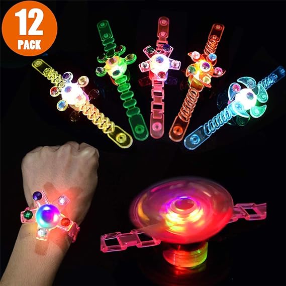 LED Light Up Party Favors for 3-12 Year Old Kids Boys Girls Glow In The Dark Birthday Gifts Party Favors Supplies Prizes Box Anxiety Toys for Classroom Hand Spin
