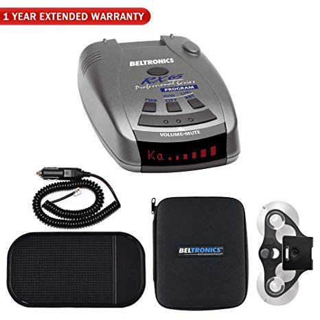 Beltronics RX65 Red Professional Series Radar/Laser Detector with Car Mat Bundle   1 Year Extended Warranty