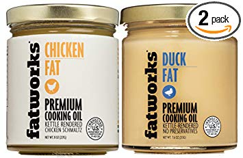Fatworks Free Range, Kettle Rendered Chicken Schmaltz & Cage-Free, All Natural Duck Fat Combo | 2 Pack