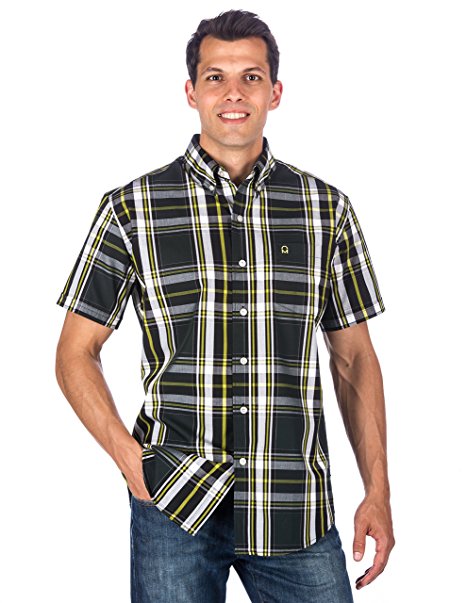 Noble Mount Mens 100% Cotton Casual Short Sleeve Shirt - Regular Fit