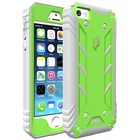 iPhone SE Case , iPhone 5S Case , iPhone 5 Case , POETIC Revolution [Premium Rugged][Shock Absorption & Dust Resistant] Protective Case w/ Built-In Screen Protector for Apple iPhone SE Green/Gray