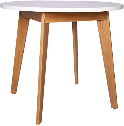 Amazon Brand – Rivet Noah Round Modern Ash Dining Table, 35.4"W, White