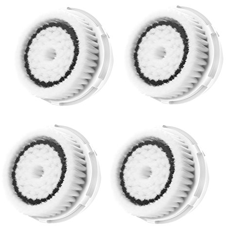 Facial Brush Heads, Greeninsync(TM) Compatible Replacement Facial Cleaning Brush Heads 4Pack Sensitive for Clarisonic Mia, Alpha Fit, Mia Fit, Mia 2, Mia3, Aria, Smart Profile, Plus and Radiance