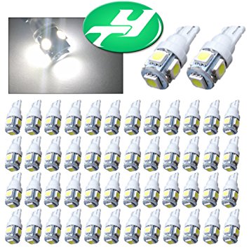 YINTATECH T10 5 SMD White LED Car Lights Bulb 194 168 2825(Pack of 50)