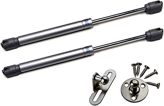 Berta 10 Inch (2 Pieces) 100N/22 LB Hydraulic Soft Open Gas Springs/Struts for Cabinets, Furniture Cabinet Doors Lift/Lid Stay/Support Hinges for RV Platforms with Brackets and Screws (2 Pieces)