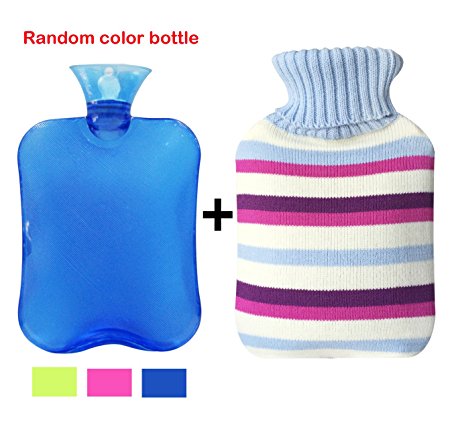 Attmu Premium Classic Rubber Hot Water Bottle, Transparent Hot Water Bottle, 2L with Cover