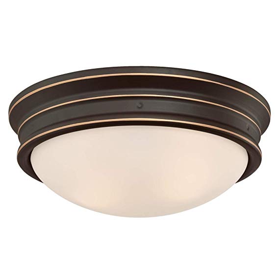 Westinghouse Lighting 6370600 Meadowbrook 13-Inch, Two-Light Indoor Flush Mount Light Fixture, Oil Rubbed Bronze Finish and Frosted Glass