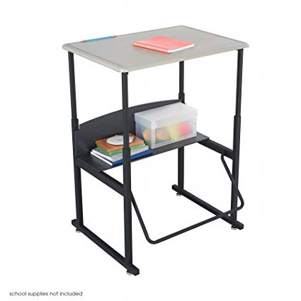 Safco Products AlphaBetter Adjustable-Height Desk, 1201BE, 28" x 20" Standard Desktop, Swinging Footrest Bar