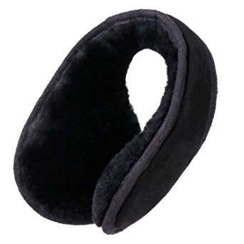Winter Earmuffs for Women and Men, Australian Sheepskin Wool Ear Warmer, Outdoor Classic Soft Ear Muffs, One size
