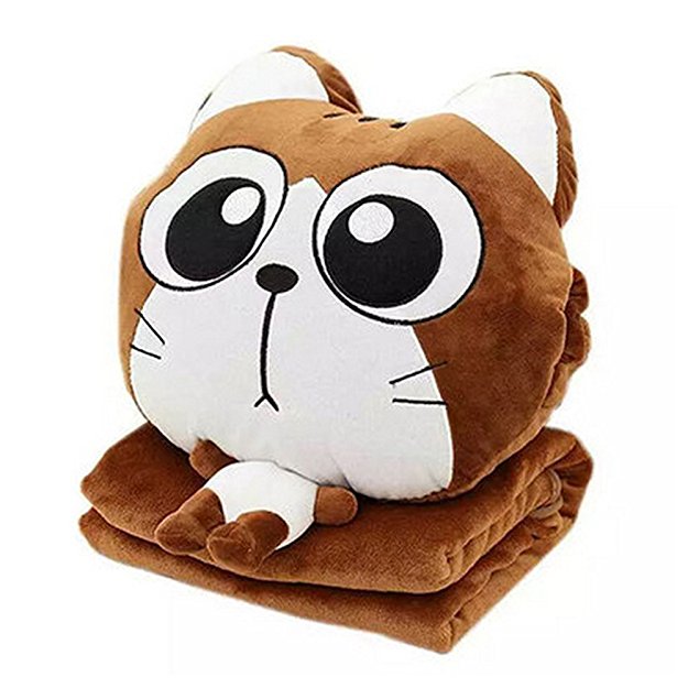 Kosbon 3 In 1 Cute Cartoon Plush Stuffed Animal Toys Throw Pillow Blanket Set With Hand Warmer Design.
