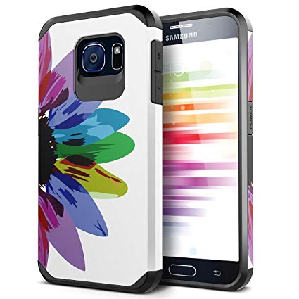 Galaxy S6 Case, SmartLegend 2 in 1 Hybrid Dual Layer Heavy Duty Protection Impact Resist Armor Protective Case with Shockproof Rubber Bumper for Samsung Galaxy S6 - Sunflower