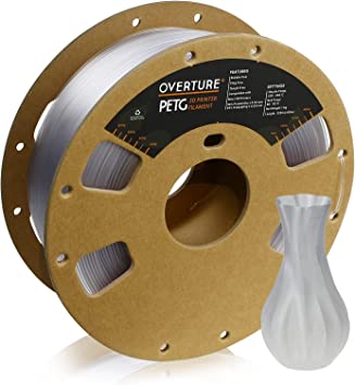 OVERTURE PETG Filament 1.75mm,3D Printer Filament PETG,1kg Spool (2.2lbs),Dimensional Accuracy  /-0.03mm,Fit Most FDM Printer(Transparent)