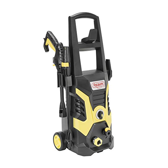 Realm BY02-BCOH, Electric Pressure Washer, 2100 PSI, 1.75 GPM, 13 Amp with Spray Gun,Adjustable Nozzle,Detergent Bottle, Yellow Black