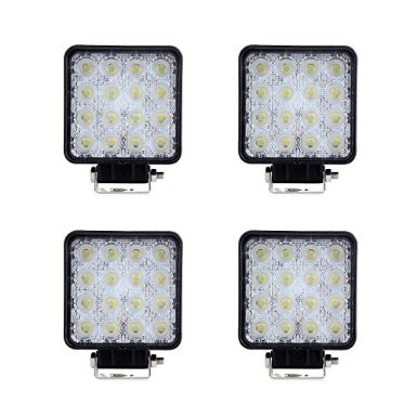 ANNT 4 PACKS 48W-16LEDS Flood Beam 60 Degree LED Work Light Lamp Off Road Offroad Light Waterproof Driving Light Truck for Marine Boat Camping Jeep Cabin Tractor Car SUV UTV ATVs Tanks Crane 48 Watts