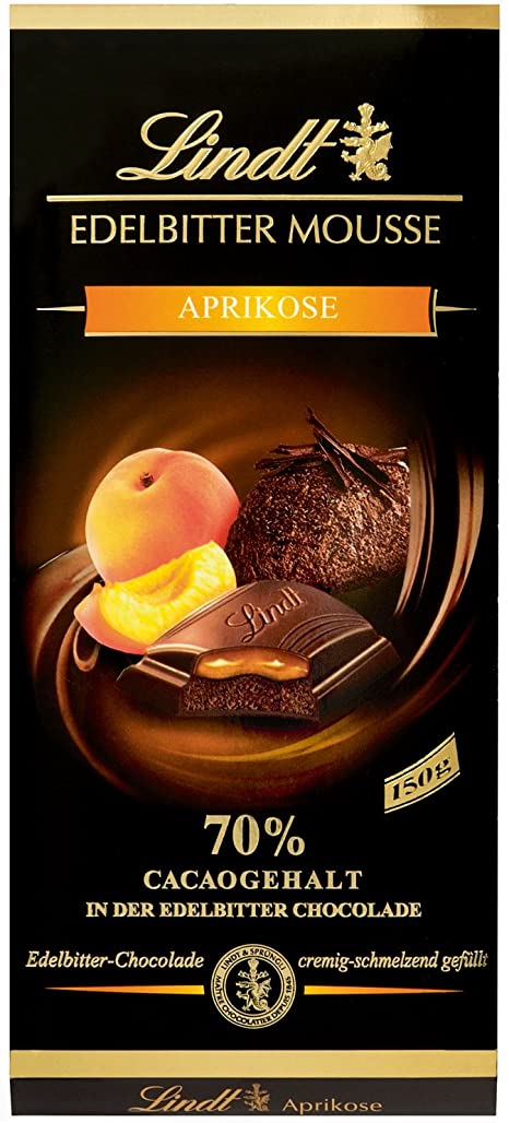 Lindt Apricot 70% Dark Chocolate Mousse 150g Bar (Edelbitter - German Import)