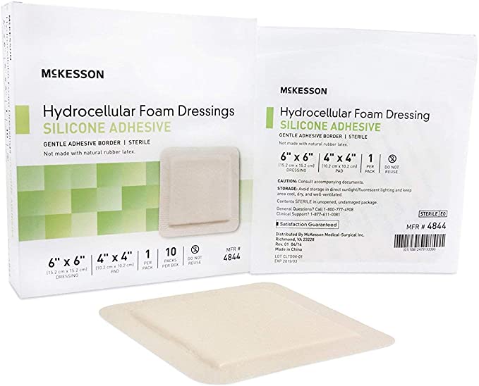 McKesson - Silicone Foam Dressing McKesson 6 X 6 Inch Square Adhesive with Border Sterile - 10/Box - McK