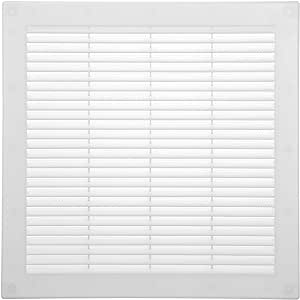 12" x 12'' Inch White Square Vent Grille with Protective mesh. Lightweight Plastic Ventilation Register/Cover. Indoor and Outdoor Soffit Vent