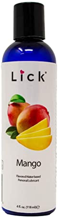 Lick Mango Flavored Lick Water-Based for Sex, 4 oz - Edible Lubricant for Sex with All Natural Organic Ingredients - Safe Use with Condoms and Toys