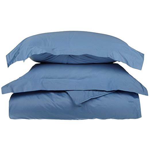 1000 Thread Count 100% Egyptian Cotton, Single Ply, Full/Queen Duvet Cover Set, Solid, Medium Blue