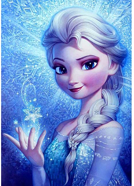 DIY 5D Diamond Painting Kits for Adults, 16"X12" Frozen Elsa Full Drill Diamond Painting Rhinestone Embroidery Pictures Cross Stitch Arts Crafts for Living Room Home Wall Decor