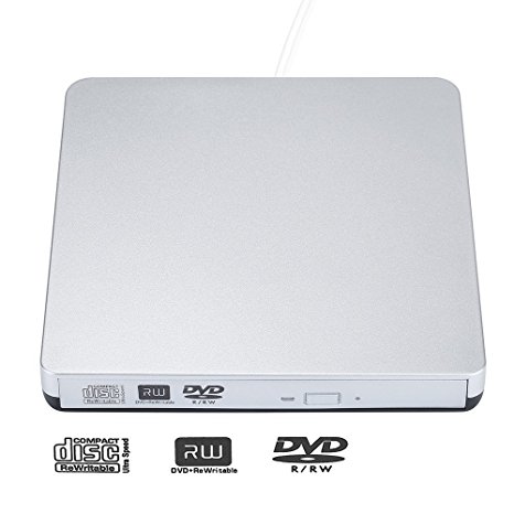 Daisen tech 2016 New USB 2.0 External Portable DVD Reader with Combo CD RW Burner Drive (white)