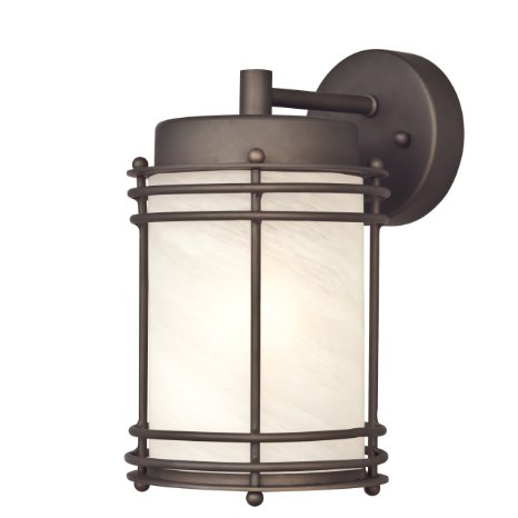 Westinghouse 6230700 Parksville One-Light Exterior Wall Lantern, Oil Rubbed Bronze Finish on Steel with White Alabaster Glass
