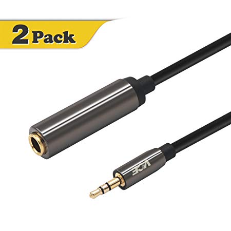 VCE (2 Pack) Gold Plated 3.5mm Male to 6.35mm Female Audio Cable, 1/4 inch to 1/8 inch Stereo Jack Adapter - 8 inch