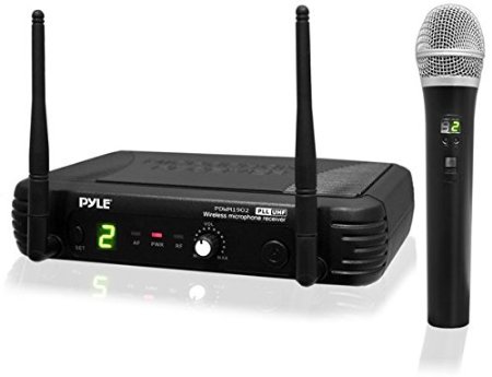 PYLE PDWM1902 Wireless Microphone System & karaoke microphone-UHF-Adjustable Channels