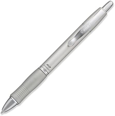 Pilot G2 Limited Retractable Gel Ink Roller Ball Pen, Fine Point, Silver Metallic Barrel, Black Ink (31153)