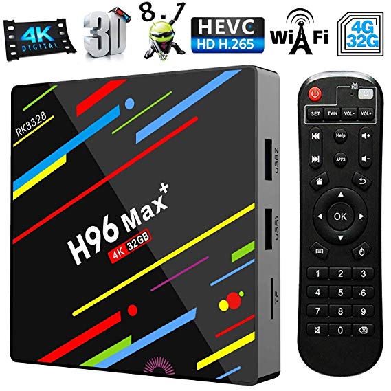 Newest 4G 32G TV Box h96 max TV Box Android 8.1 RK3328 4K Smart TV Box Support 2.4G/5G Dual Wifi/100M LAN/BT 4.0/3D /H265 Gift Box