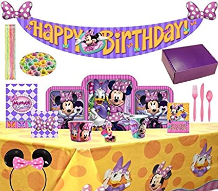 Birthday Bash In A Box Party Supplies (Minnie Mouse 137Pc)