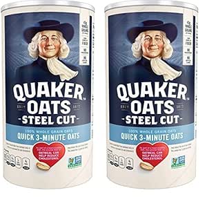 Quaker Steel Cut Oatmeal, Quick 3 Minutes To Prepare, Breakfast Cereal, 25 oz (Pack of 2)