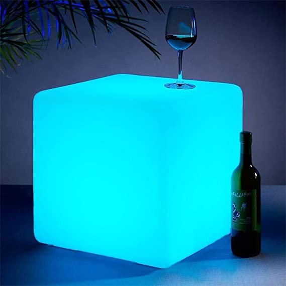 16'' Cordless LED Cube Chair Lights, LED Cube Seat for Adult Kid, RGB Color Changing Waterproof LED Chair w/Remote, Rechargeable Night Light Mood Lamp Decorative Light for Home Patio Garden Party