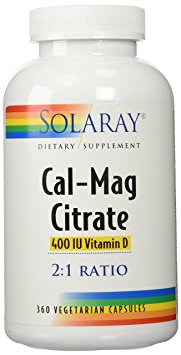 Solaray - Cal-Mag Citrate With 400 IU Vitamin D 2:1 Ratio - 360 Vegetarian Capsules LUCKY DEAL
