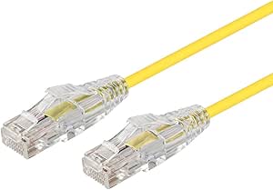 Monoprice Cat6 7ft Yellow Component Level Patch Cable UTP 28AWG 550MHz Pure Bare Copper Snagless RJ45 SlimRun Series Ethernet Cable