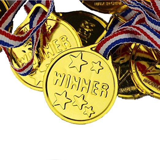 Fun Express Gold Tone Winner Award Medals (2-Pack of 12)