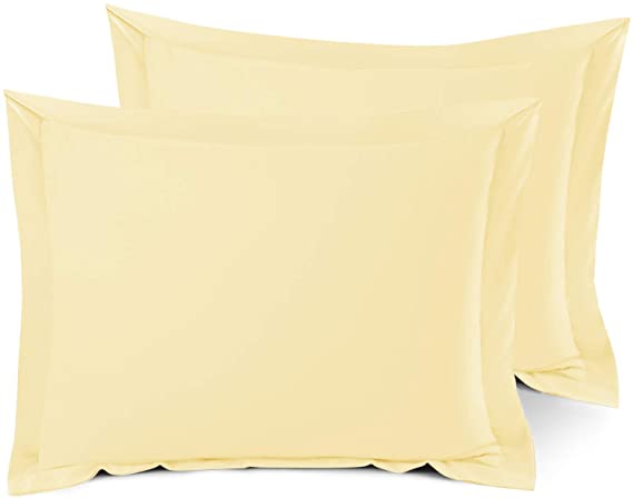 Nestl Bedding Soft Pillow Shams Set of 2 - Double Brushed Microfiber Hypoallergenic Pillow Covers - Hotel Style Premium Bed Pillow Cases, Standard - Light Yellow