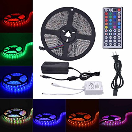 Daisen tech 5M（16.4ft）300LEDs Waterproof Flexible Color Changing RGB SMD5050 LED Strip Lights Kit (Multi-colored)