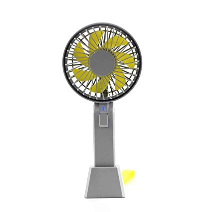 SEOYO Mini Handheld Fan Portable, Hand Held Personal Fan Battery Operated Powered Cooling Desktop Electric Fan with Base, 2500Mah Rechargeable Battery 4 Modes for Home Office Travel Outdoor (Grey)