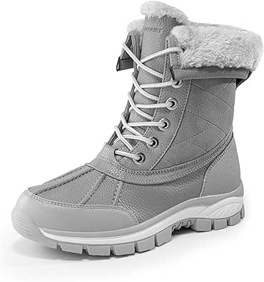 DREAM PAIRS Snow Boots for Women Waterproof Mid Calf Lace Up Duck Boots Warm Faux Fur FuzzyGo Bold Winter Boots for Outdoor