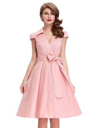 V-Neck 50s Style Dresses for Women CL6087