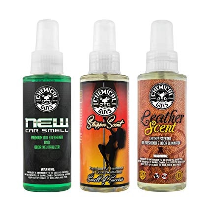 Chemical Guys AIR_301_04 Best Air Freshener Kit - New Car Scent, Leather Scent & Signature Stripper Scent (3) 4 oz. Bottles