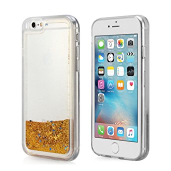 iPhone 6S Plus Case, ESeekGo Floating Liquid Case for iphone 6 Plus Soft Cover TPU Bumper Bling Bling Case (Gold)