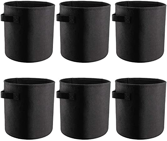6-Pack 5 Gallon Grow Bags, Bligli Thickened Nonwoven Aeration Fabric Pots Container with Heavy Duty Durable Handles for Garden Indoor Plants